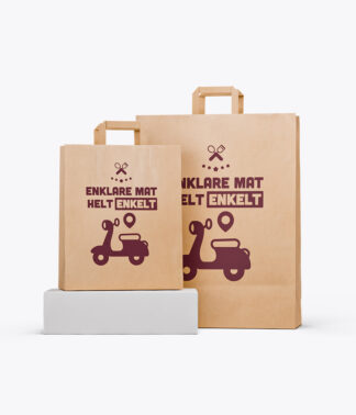 Papperskassar Eco med tryck – Platta handtag – Natur