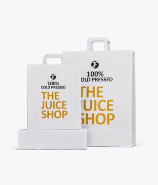 Papperskassar Eco med tryck – Platta handtag – Vit