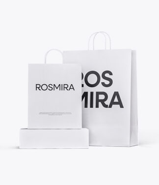 Papperskassar Eco med tryck – Tvinnade handtag – Vit